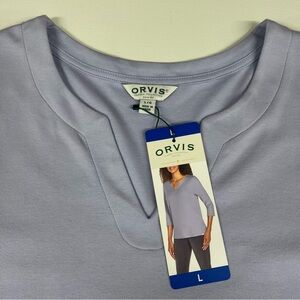 Orvis NWT Sz Large 3/4 Sleeve V-Neck Pale Purple Shirt